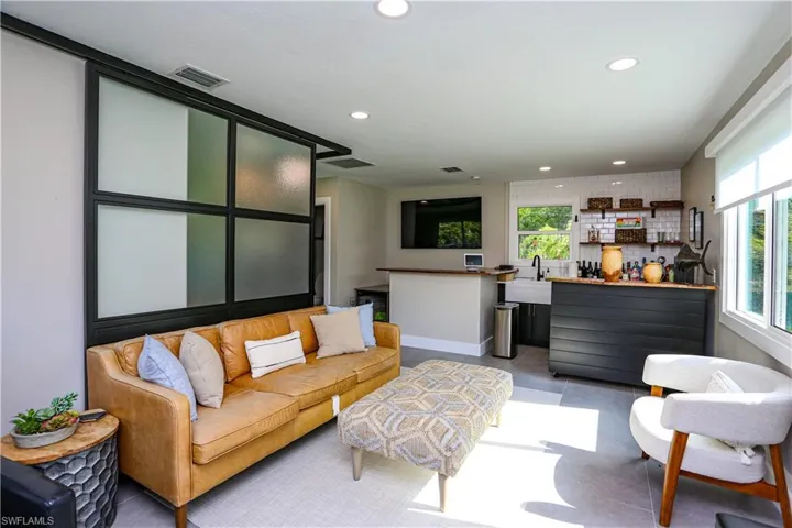 Living room featuring recessed lighting