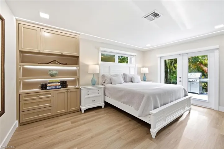 King-Sized Bed, Primary features its own AC unit with built in cabinets