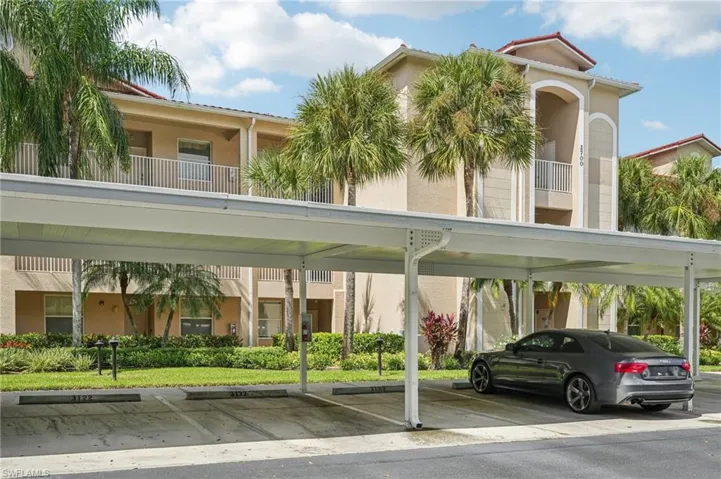 View of covered parking lot
