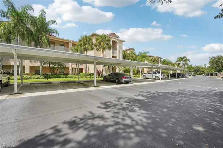 View of covered parking lot