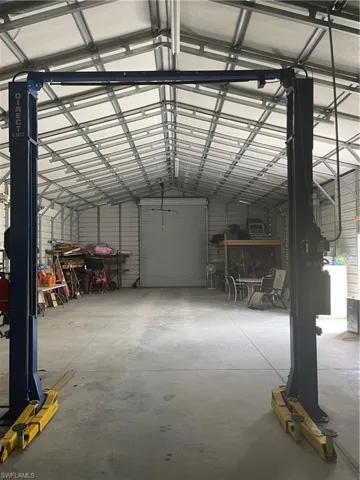 View of garage hoist