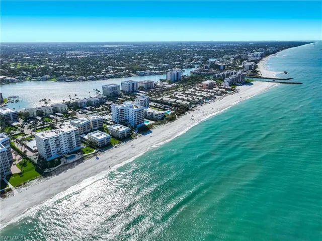 Jamaica Towers, lower left. Aerial view looking South to Pass.