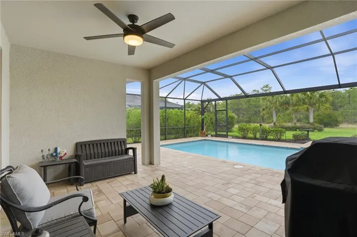 Covered lanai with ceiling fan