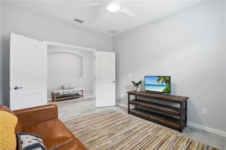 Den with double doors