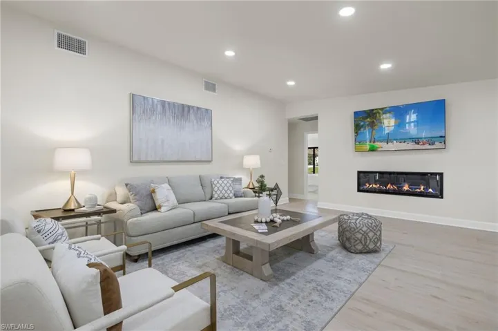 Living room featuring light wood-type flooring