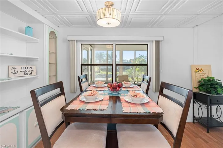 Dining room with light wood-type flooring