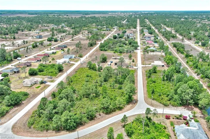 Drone / aerial view of a tree filled landscape