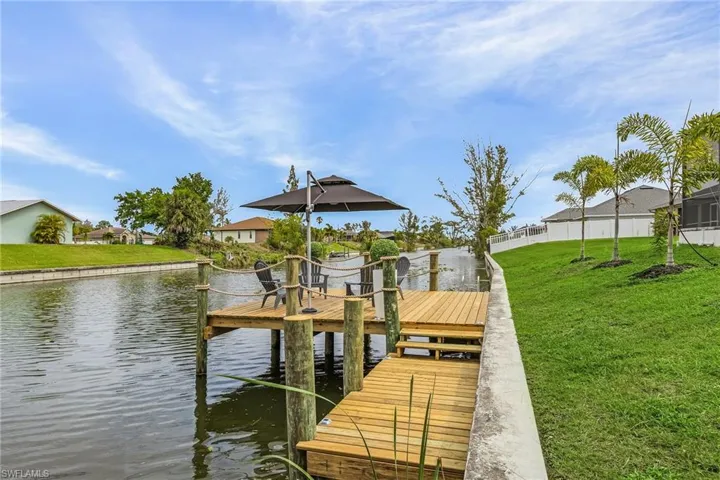 Dock area featuring  landscaping, a water view.