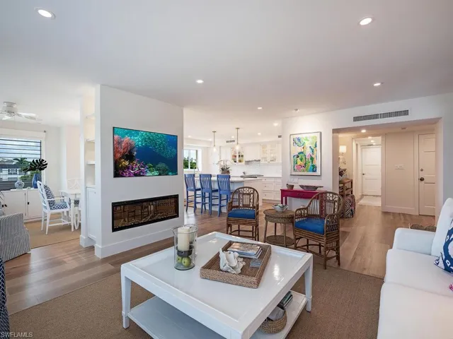 Spacious foyer leads to large gathering space