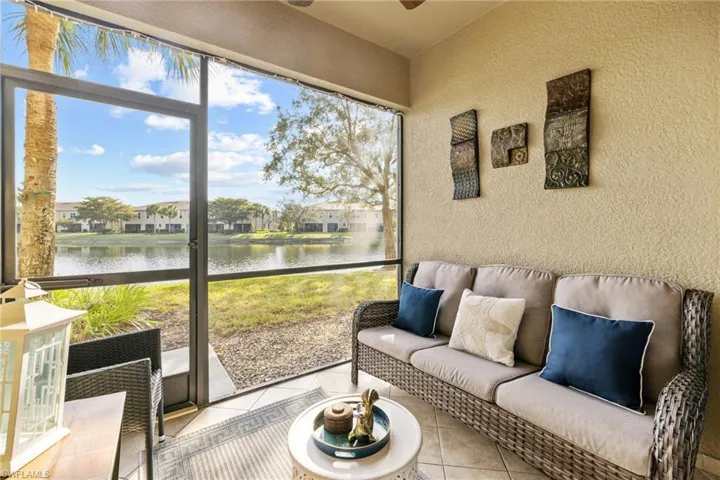 Screen lanai with a water view