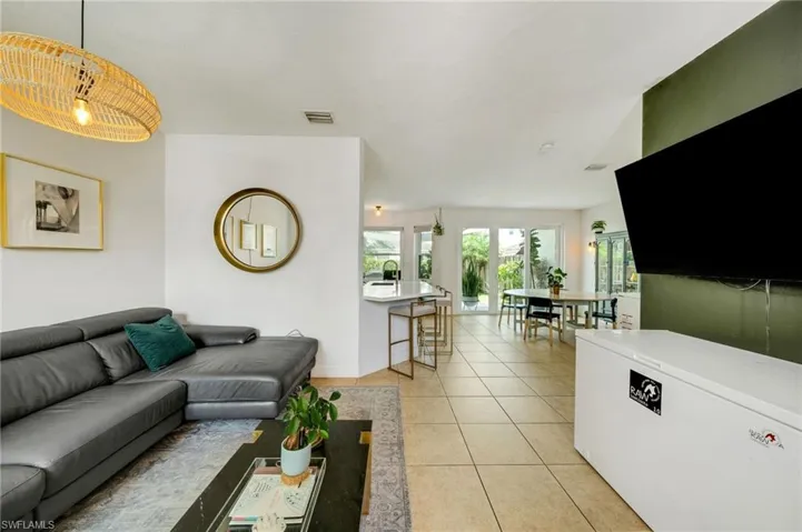 View of tiled living room