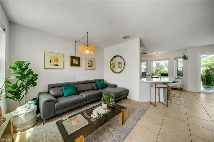 View of tiled living room