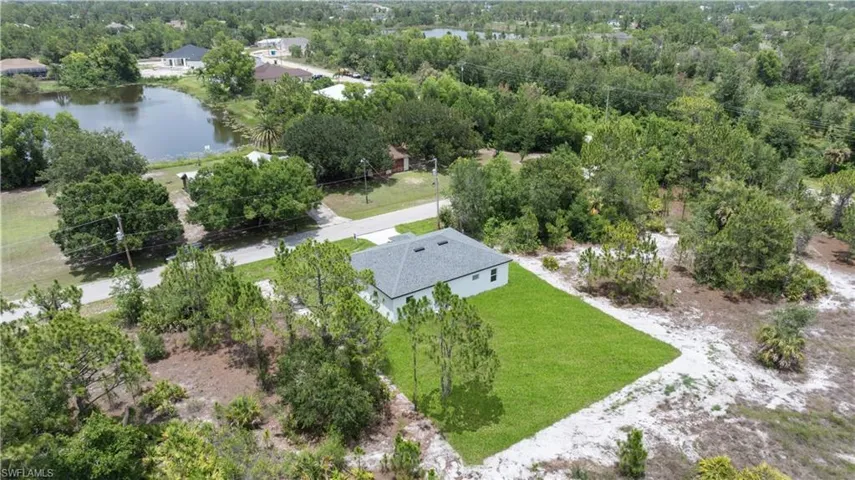 Bird's eye view of a nearby body of water