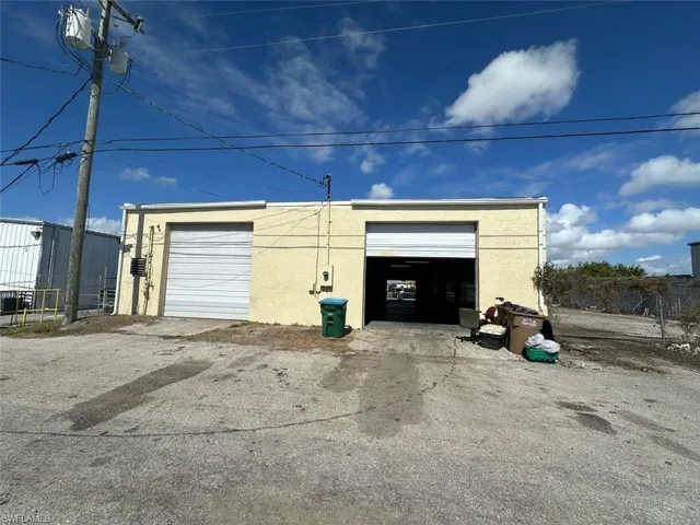 View of detached garage