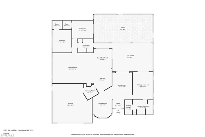 Floor plan showing room layout, flow, and overall design of this Cape Coral home for sale.