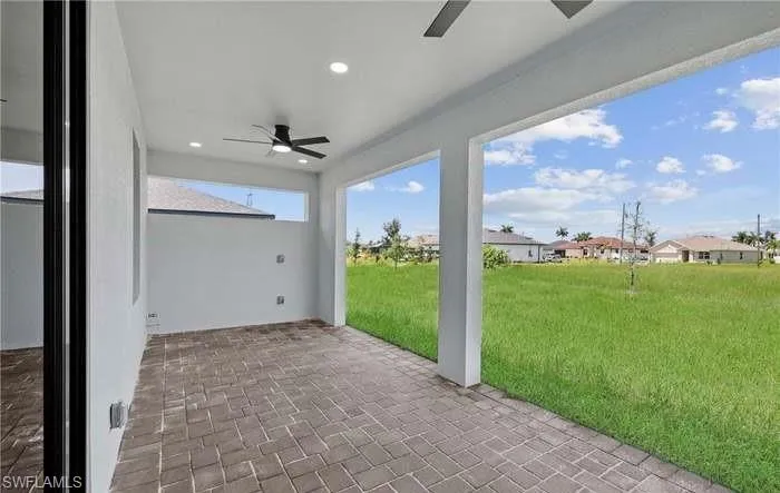 View of patio / terrace featuring ceiling fan