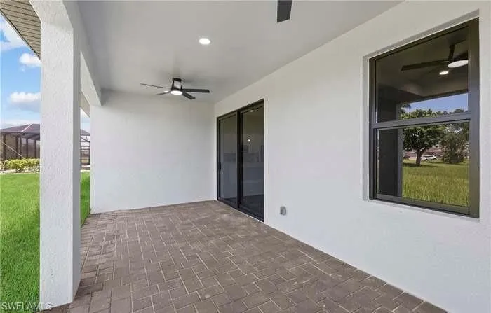 View of patio / terrace featuring ceiling fan