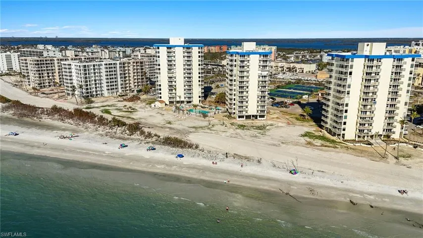 Bird's eye view of Estero Beach and Tennis from the Gulf