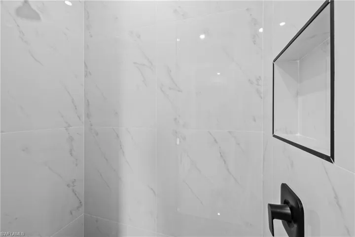 Room details with tiled shower