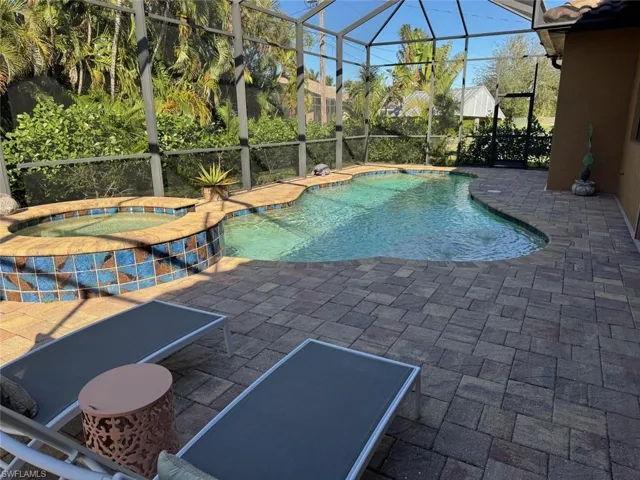 View of pool featuring a lanai and a patio