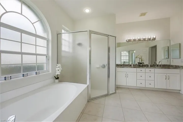 Tub, shower and double vanities