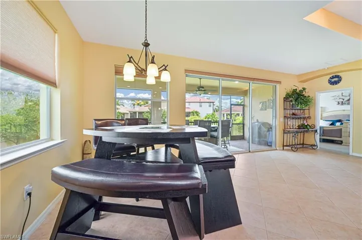 View of tiled dining area