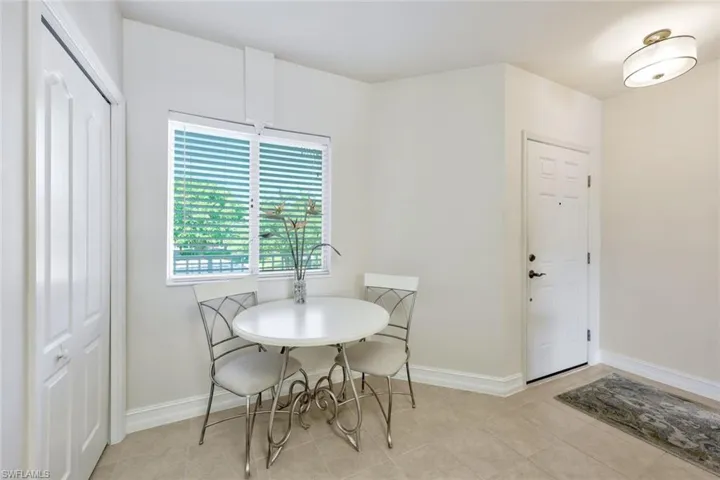 View of tiled dining room