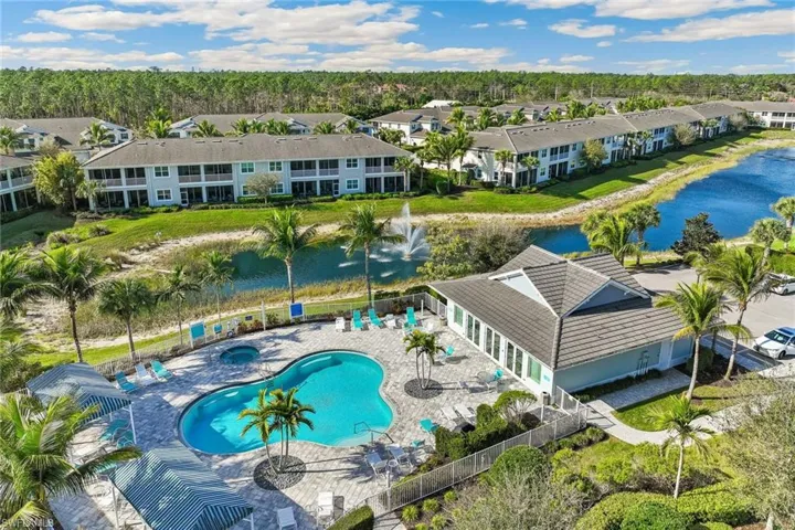 Birds eye view of Club House and pool