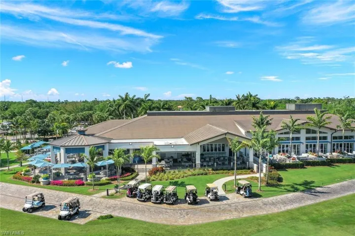Aerial of The Pavilion and The Terrace, outdoor dining options at the Club!