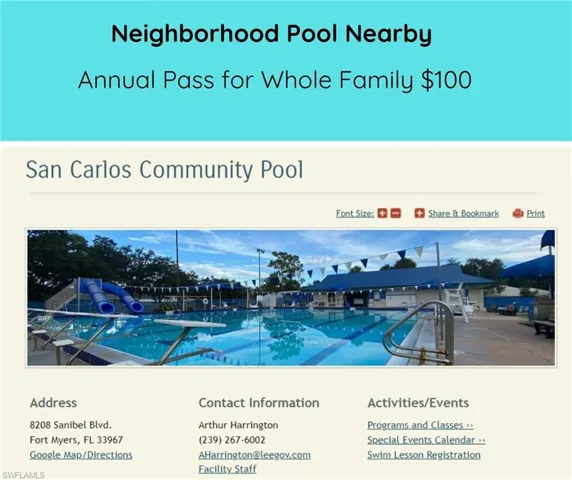 Nearby community Pool!