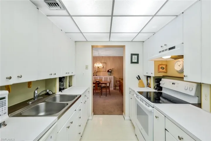Kitchen with view to the dining area.