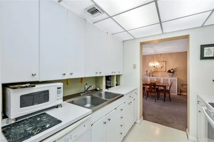 Kitchen with view to the dining area.