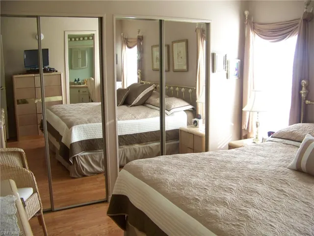 Mirrored closet doors, background master bath.....