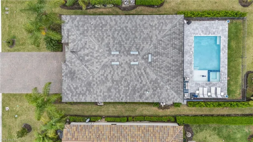Aerial view of a pool area