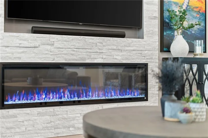 Built in TV feature wall and fireplace