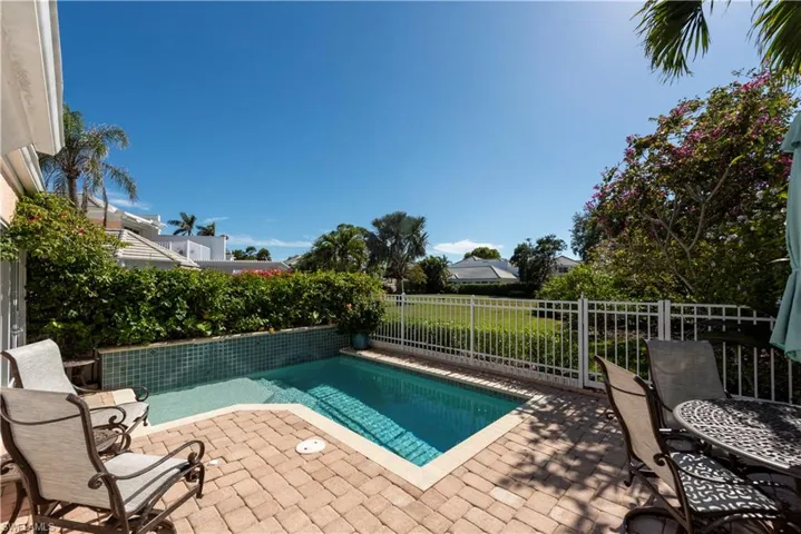 Private garden patio with pool