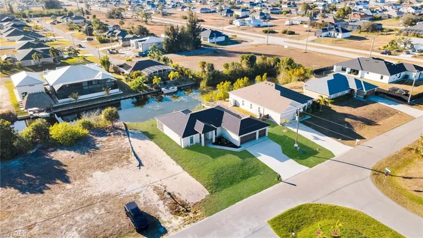 Aerial perspective of suburban area
