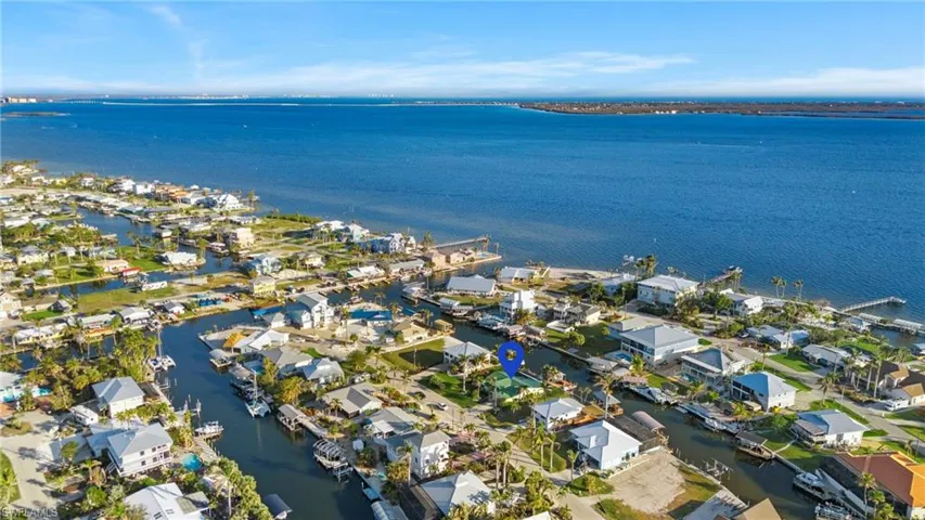 Bird's eye view with Sanibel bridge in background, Sanibel Island