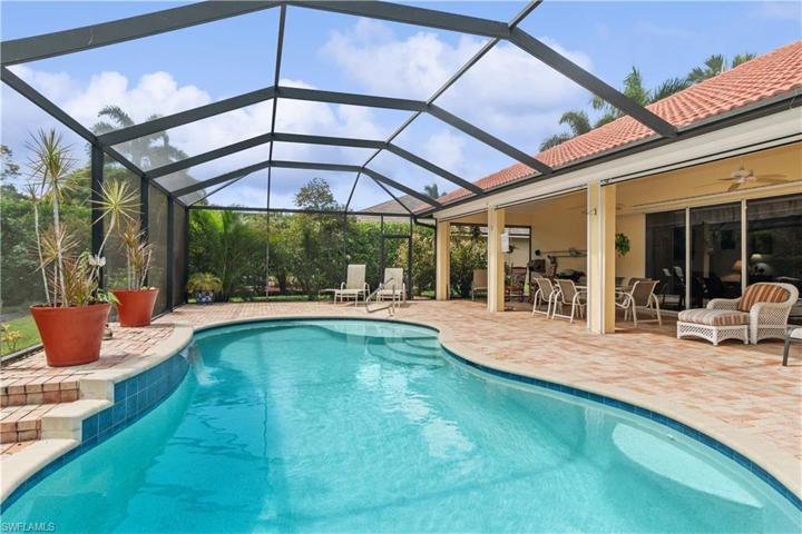 Inviting Salt Water Pool and covered part of patio.