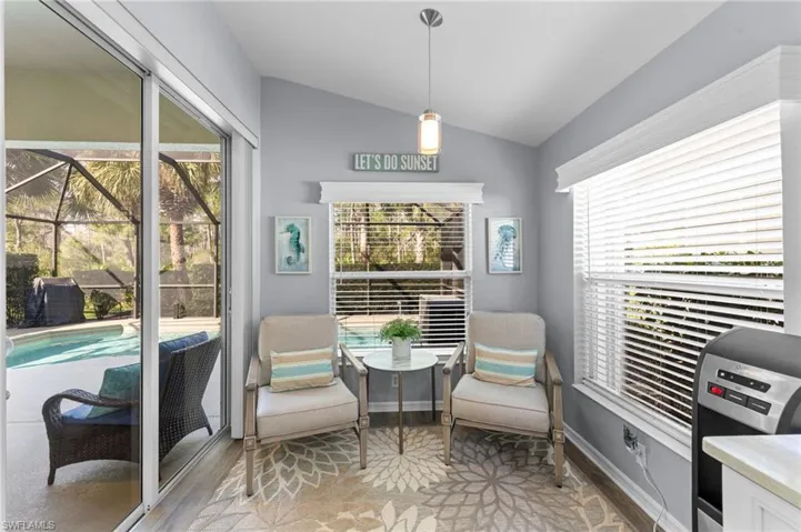 In-Kitching dining area with flex options. Shown here as a sitting area.