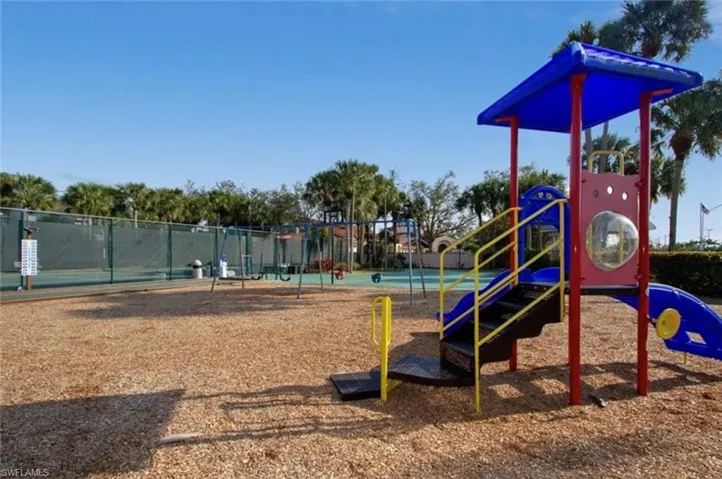 Community playground with fence