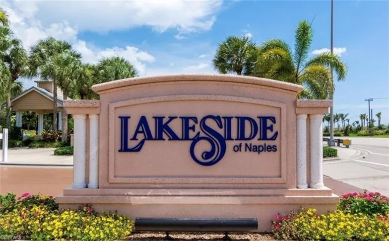 Community sign with an attached garage