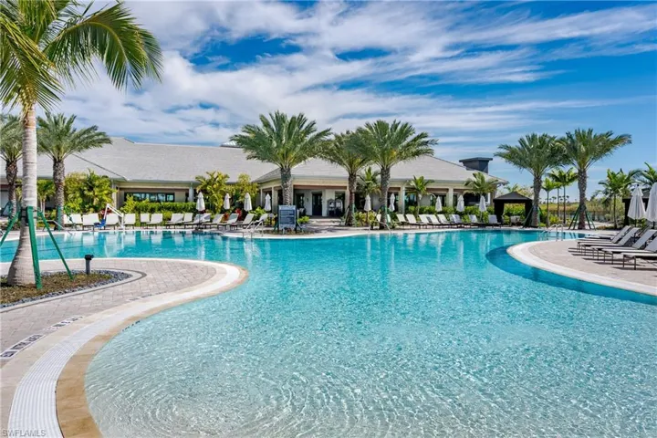 Community pool featuring a patio