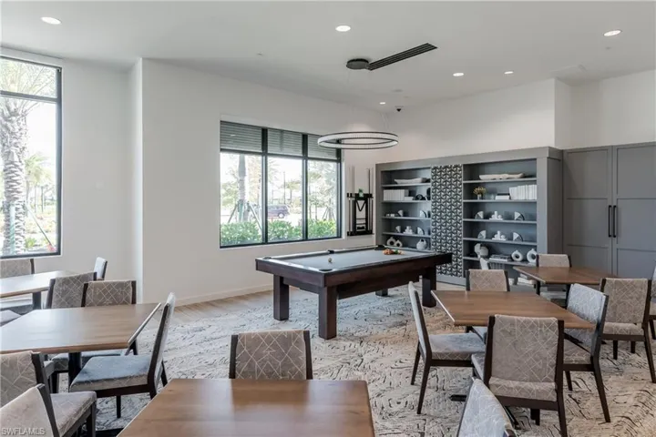 Recreation room featuring light wood-style floors, billiards table, and recessed lighting