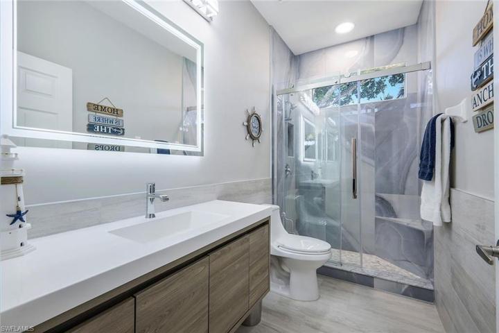 Guest bathroom with beautiful walk in shower