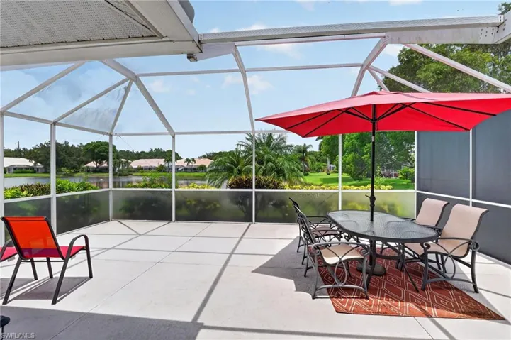 Large lanai with eastern lake view
