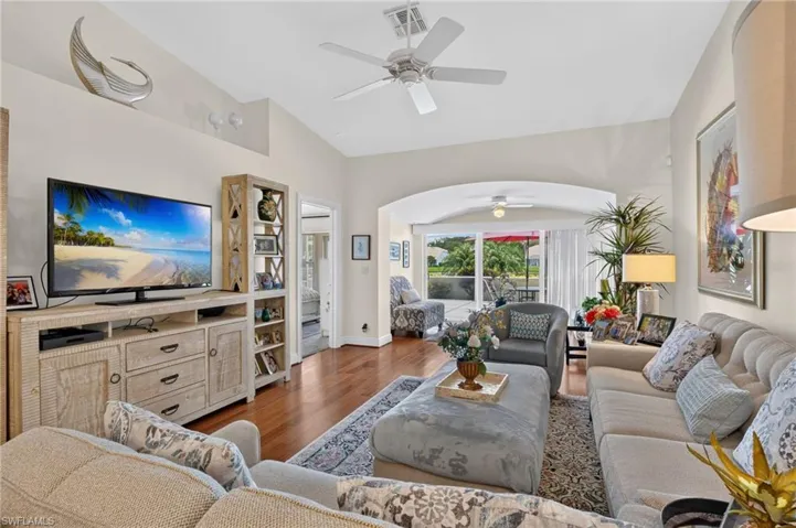 Spacious living area has bonus room at lanai end