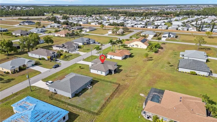 Aerial perspective of suburban area