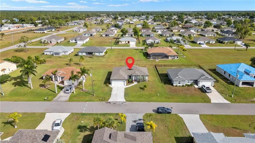 Aerial perspective of suburban area