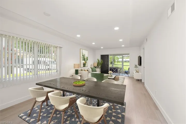 Living/Dining areas, virtually staged.